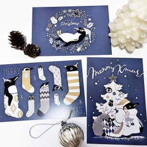 クリスマスペンギンのポストカードセット2です