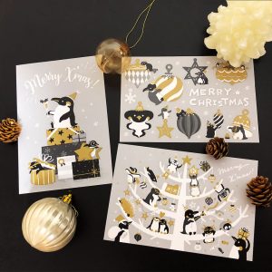 クリスマスペンギンのポストカードセット1です